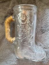 Libbey Of Canada Embossed Cowboy Boot Glass Mug Stein Cup Handle Clear Glass
