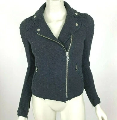 Chaqueta de tweed Rebecca Taylor ribete con flecos manga larga mezcla de algodón bolsillos para mujer Foto 1 de 4