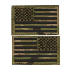 REFLECT IR US AMERICAN FLAG REVERSE LEFT RIGHT SHOULDER 2 HOOK PATCHES FOREST CP - Picture 1 of 3