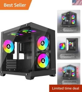 Apevia Prism-BK Black Micro-ATX Gaming Case – 5 Fans, RGB, Dust Filters Included - Afbeelding 1 van 9