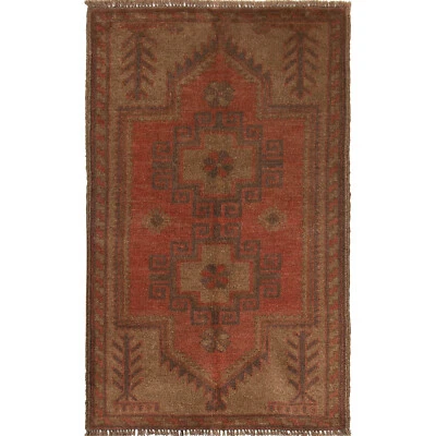 Vintage Hand Knotted Oriental Tribal Afghan Living Room Rug 2'6 x 4'8 ft -b19260 - Image 1 of 4