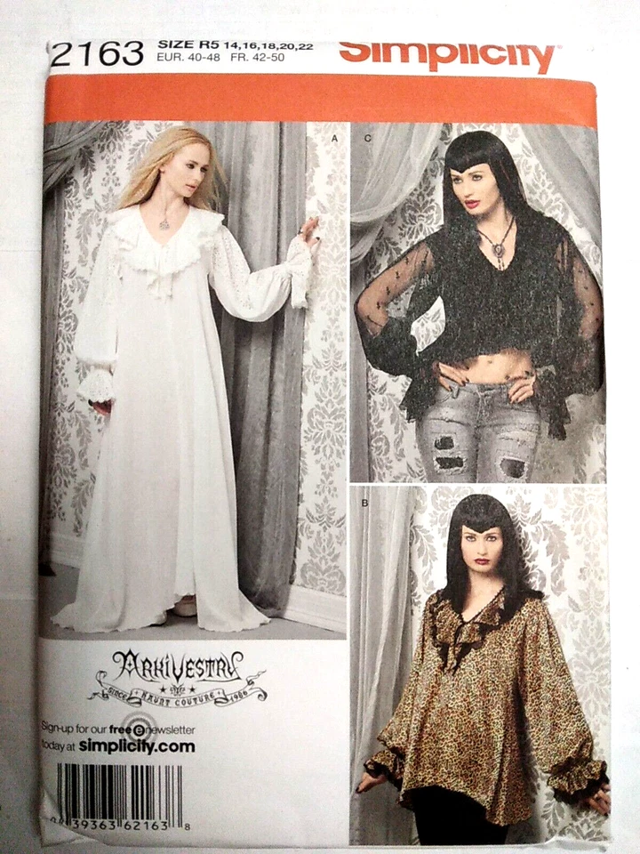 Arkivestry Misses Gothic Costume Top Dress Sewing Pattern Simplicity 2163 W78