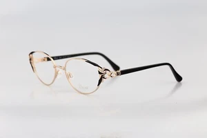 Diva 5070 2 Vintage 90s victorian black & gold cat eye glasses frames womens NOS - Picture 1 of 10