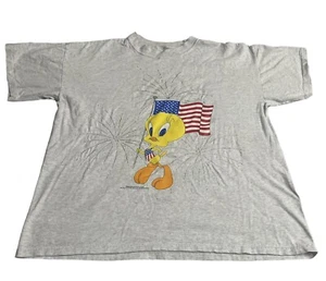 Looney Tunes Tweety Vintage Shirt Size XL 1995 American Flag Short Sleeve - Picture 1 of 5