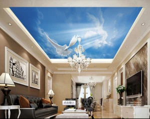 3D Flying White Pigeon 73 Ceiling Wall Paper Print Wall Indoor Wall Murals CA  - Picture 1 of 6