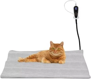 Temperature Adjustable Pet Heating Pad With Timer Removable Cover 18X18 Grey - Picture 1 of 7