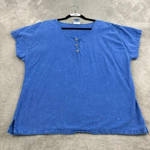 Sea Breeze Of California Top Damen XL blau Baumwolle Henley Cruise Wear Beachy USA - Bild 1 von 11