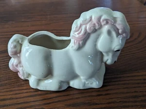 Vintage Keramik Pony Übertopf mit rosa Mähne American Bisque Royal Copley - Bild 1 von 7