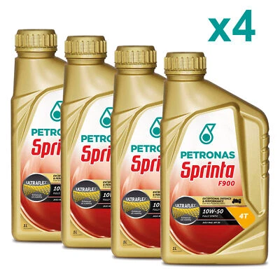 Olio Motore 4 Tempi 4T Sintetico PETRONAS Sprinta F900 10W-50 Kit 4 Litri