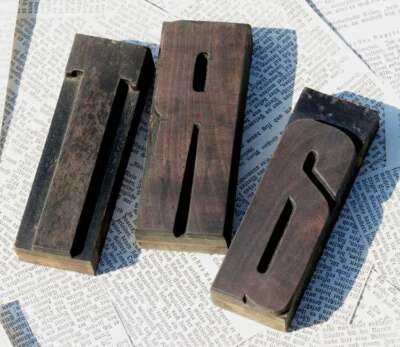 ART rare wood type woodtype font letterpress printing blocks vintage antique... - Image 1 of 2