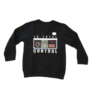 Boys Black Sweatshirt Nintendo Controller Graphic IN TOTAL CONTROL Youth XS - Picture 1 of 6