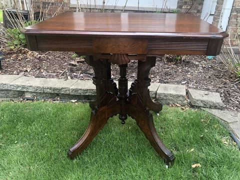 Antique Victorian Wood Parlor Table Cover