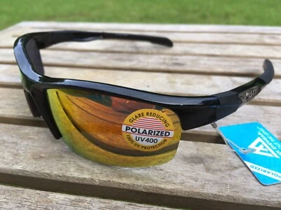 Gafas de sol Maxx HD Switchback polarizadas brillantes negras lentes de humo espejadas 57590 Foto 1 de 4