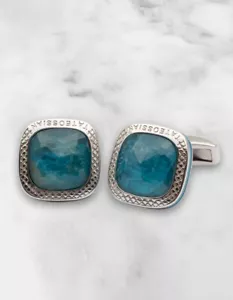 Tateossian "Apatite Doppione Cushion in sterling silver" Manschettenknöpfe - Bild 1 von 1