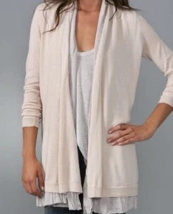 Theory Marien Sweater Cotton Silk Lined Cardigan Duster Long Line Sz M - Picture 1 of 10
