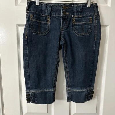 Bermudas de mezclilla de algodón industrial para mujer talla 5 azules usadas en excelente estado Foto 1 de 4