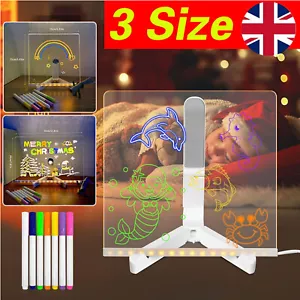 LED Message Note Board with Colors, Acrylic Dry Erase Board with 7 Pens for Home - Picture 1 of 17