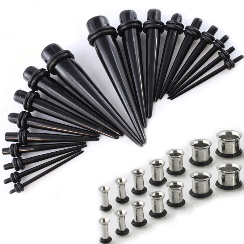 Juego de expansores 38 piezas cono de oreja + enchufe túnel 14G-00G 1,3 mm -10 mm elige colores Foto 1 de 1