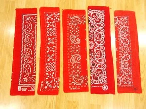 LOTE EE. UU. de 5 Pañuelo Pañuelo Antiguo ROJO PARIS WAMCRAFT Algodón Motociclista BANDANA De Colección - Imagen 1 de 5