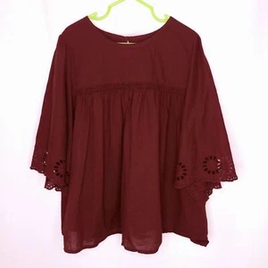 Cat & Jack Girl's Bell Sleeve Eyelet Lace Oversized Lined Cotton Blouse Top Med - Picture 1 of 8
