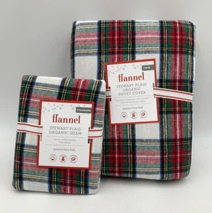 Pottery Barn Kids Flannel Stewart Plaid Twin Duvet Cover W/ 1 Std Sham #F60B - Picture 1 of 11
