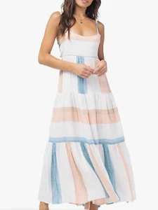 L*Space Santorini Maxi Dress Womens Paraiso Stripe Low Back Boho Beach Small - Picture 1 of 10