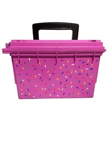Custom Painted Dessert Theme Donut Sprinkles Pink Sheffield Ammo Box - Picture 1 of 6