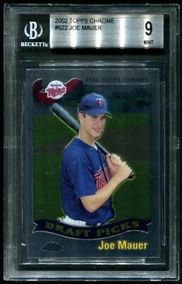 Joe Mauer 2002 Topps Chrome #622 RC Rookie BGS 9 Twins HoF - Image 1 of 2