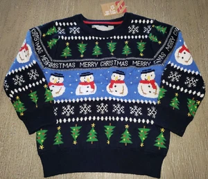 baby boy NEW NWT 12/18 month CHRISTMAS SWEATER snowman KNIT blue TREES AWAY WEAR - Picture 1 of 1
