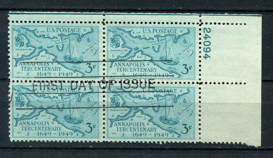USA : Scott # 984 - Plate Block # 24094 - used - Image 1 of 1