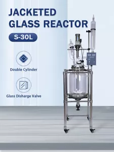 Lab 30L Dual Jacketed Glass Chemical Stirred Reactor for Synthetic Reaction Unit - Picture 1 of 12