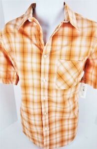 Small SunRiver Comfort Stretch Performance EasyCare Shirt Orange Havannah Plaid 