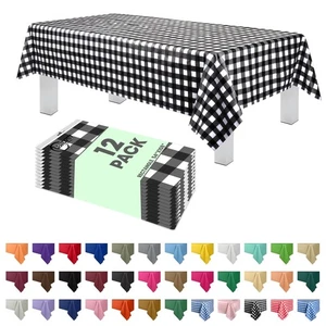 Grandipity 12 Pack Premium Disposable Plastic Tablecloth 54 Inch. x 108 Inch.... - Picture 1 of 6