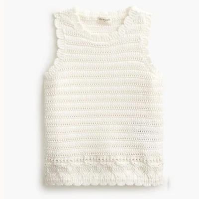 Camiseta sin mangas J Crew crochet XL blanco marfil para niñas Foto 1 de 4