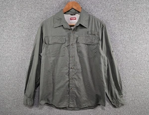 WRANGLER Outdoor Men's Khaki Green Hiking Cargo Trail Button Shirt M - Picture 1 of 10