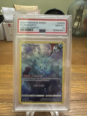 2023 POKEMON SWORD & SHIELD CROWN ZENITH #GG06 FULL ART/MANAPHY PSA 10 - Image 1 of 2