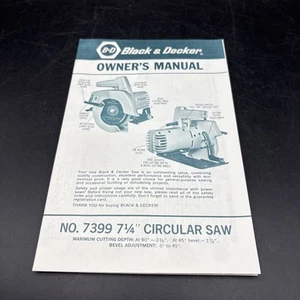 Vintage Black & Decker Circular Saw No. 7399 Owner’s Manual ORIGINAL - Picture 1 of 3