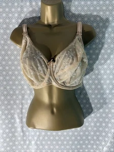 Women Fantasie Uk 32GG Nude Semi Sheer Embroidered Underwired Casual T-shirt Bra - Picture 1 of 6