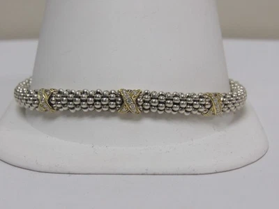 Дизайнерский браслет из бисера икры LAGOS S/S 18K с тремя бриллиантами Pave' Embrace - Изображение 1 из 4