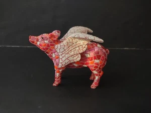 BARCINO DEKO DESIGN rosa Mosaik fliegendes Schwein Figur mit Box Rarität - Bild 1 von 8