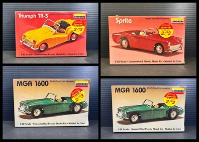 Lote de (4) kits de carro modelo plástico Lindberg escala 1:32 todos selados de fábrica DF4 - Imagem 1 de 4