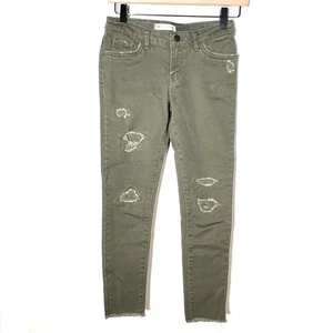 Levi’s 710 super skinny green distressed jeans w unfinished hem sz 10 youth B147 - Picture 1 of 4