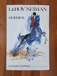 Rare 1979 Hand Signed Lithographic Poster Horses Leroy NEIMAN  RACING FOX HUNT - Picture 1 of 10