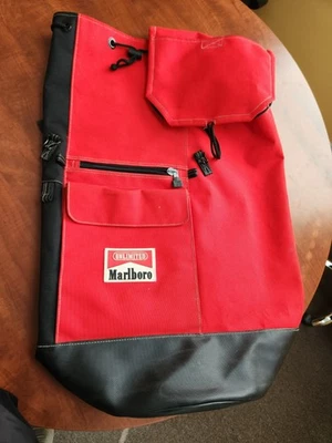Vintage Marlboro Unlimited Gear Red and Black Top Load Army Duffle Bag 30” X 20” - Image 1 of 4