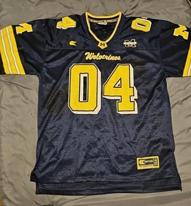 Vintage Michigan Wolverines Jersey Mens L Blue #04 Football Colosseum NCAA Used - Picture 1 of 15