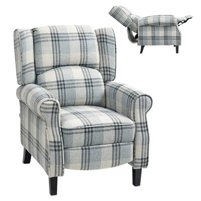 HOMCOM Recliner Chair for Living Room Wingback Chair with Padded Armrest Grey - Image 1 of 4