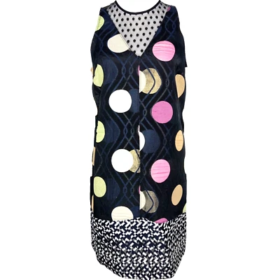 Vestido Maeve Anthropologie Mujer Pequeño Negro Rosa Lunares Sin Mangas Retro Nuevo Foto 1 de 4