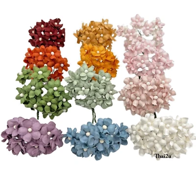 120 Mixed 12 Color of Fall 1"(2.5cm) Cottage Paper Flower Scrapbook (S15-Pan12A) - Image 1 of 4