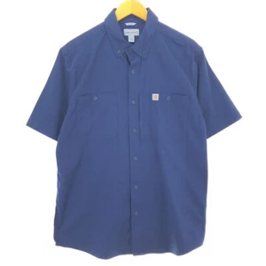 Used Carhartt Relaxed Fit Button-Down Short Sleeve Work Shirt Men's Size L - Picture 1 of 5