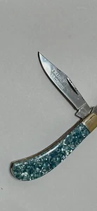 CHEROKEE STONE WORKS 3.875" CLOSED SADDLEHORN POCKET KNIFE ABALONE TRUMP MAGA - Picture 1 of 9